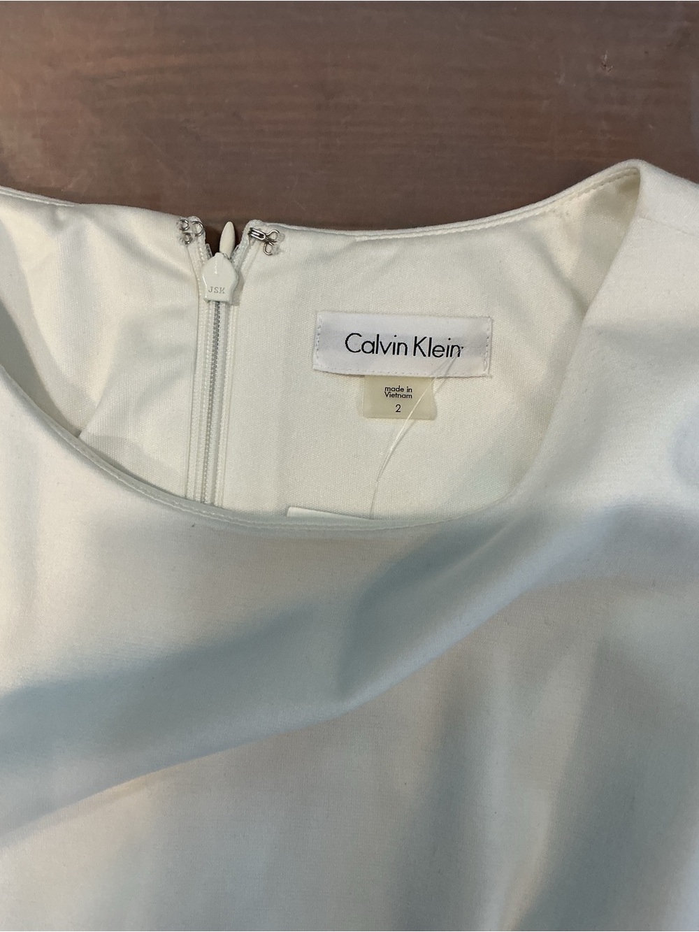 Calvin Klein White Sleeveless Mini Dress with Black Stripes - Picture 3 of 7